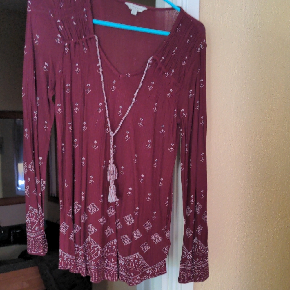 Lucky Brand Maroon Bohemian Blouse